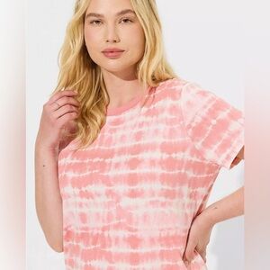 Torrid Heritage Jersey Crew Neck Tee Dyed Stripes Chateau Rose Women’s Size 0